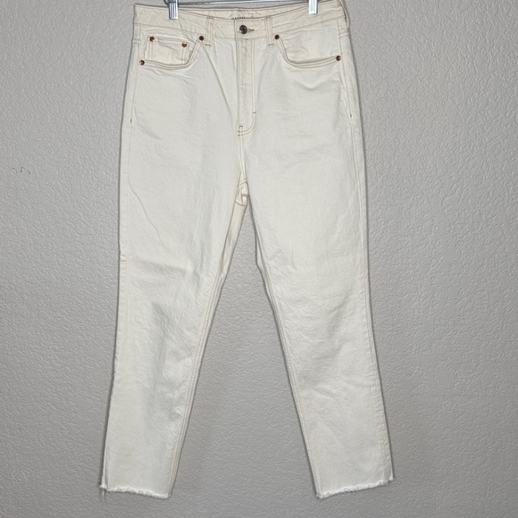 Topshop Straight Leg Cream Jeans Normcore Minimalist - Picture 2 of 7